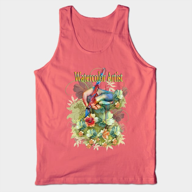 Watercolor Art design of flowers Tank Top by Just Kidding by Nadine May